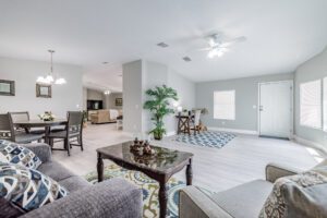 Modern open-plan living and dining area.